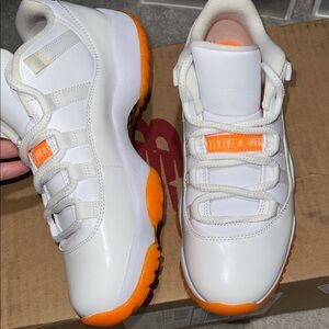 White & Orange Low-Top Shoes